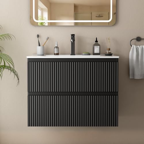 24 Inch Black Bathroom Vanity with Sink