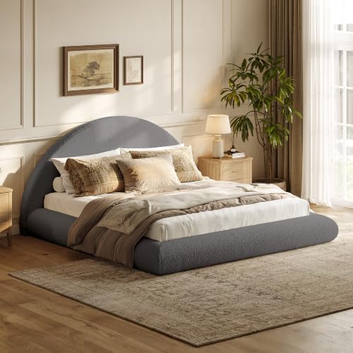 AirFrame King Size Cloud Bed Frame with Fabric Upholstered Headboard - Cloud Grey