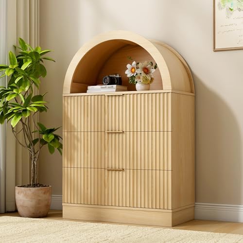 Boho Cabinet, Arched Fluted Cabinet with 3 Large Drawers | 23.5"W x 1…