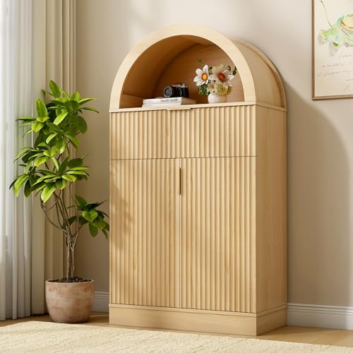 Boho Cabinet, Arched Fluted Cabinet with Drawer & Adjustable Shelf | …