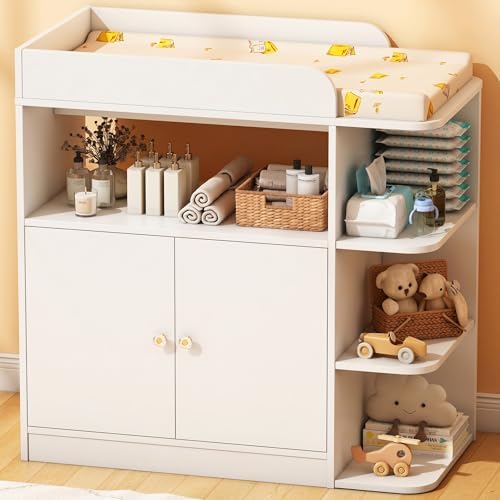 Changing Table Dresser with Large Cabinet for Nursery