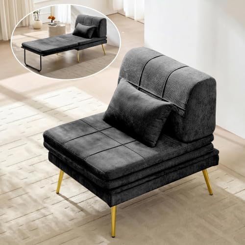 Futon Chair, 3-in-1 Chair Sleeper Bed for Adults with Back Support - …