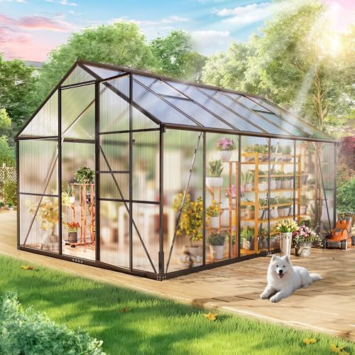 Greenhouses for Outdoors, Quick Assembly Polycarbonate Green House wi…
