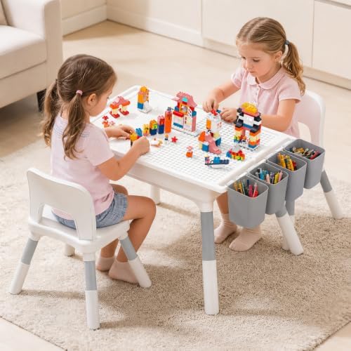 Kids Table and Chair Set with Storage, 6 in 1 Height Adjustable Toddl…