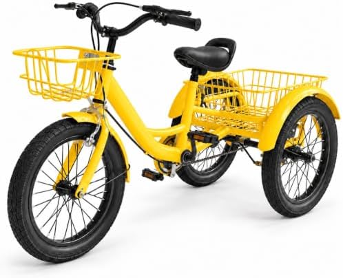Kids Tricycle for Ages 2-9, 12-16 inch Height-Adjustable Toddler Tric… - Yellow