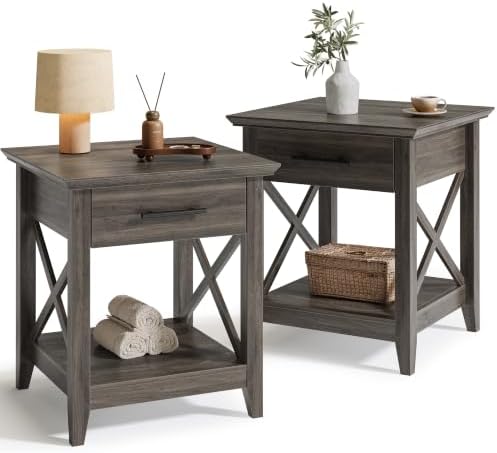 Nightstands Set of 2, Bedside Table with Drawer