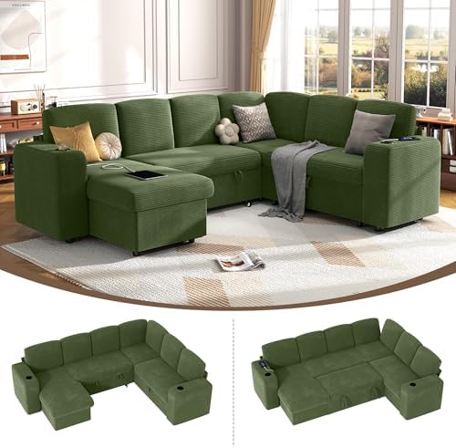 Sectional Sleeper Sofa with Pull Out Couch Bed
