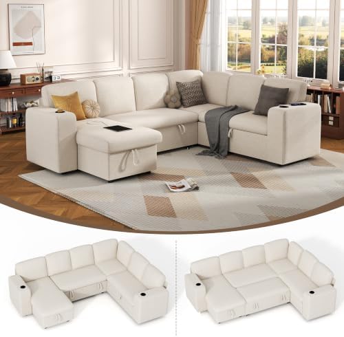 Sectional Sleeper Sofa with Pull Out Couch Bed