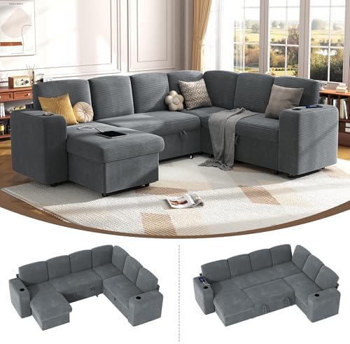 Sectional Sleeper Sofa with Pull Out Couch Bed
