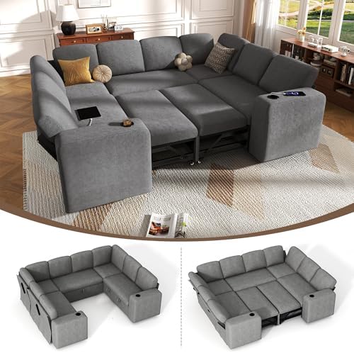 Sectional Sleeper Sofa with Pull Out Couch Bed