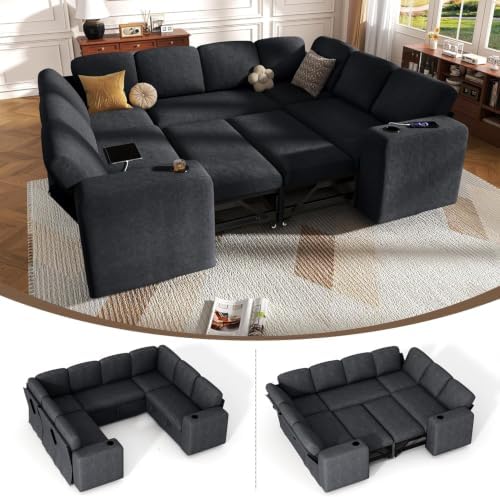 Sectional Sleeper Sofa with Pull Out Couch Bed