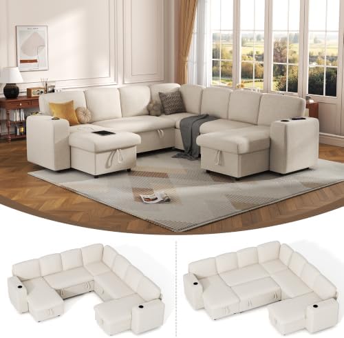 Sectional Sleeper Sofa with Pull Out Couch Bed
